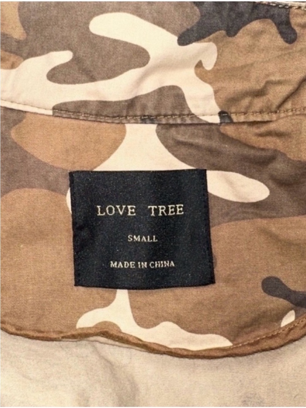 Love Tree Women's Camo Drawstring Utility Jacket - Olive/Tan - Picture 4 of 4